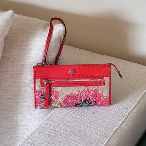 COACH  Poppy Signature Flower Sequins Clutch Zippy Wallet/‎ Wristlet